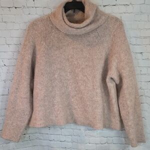 Madewell Roundtrip Fuzzy Soft Turtleneck Cowl Neck Sweater Size Large - Beige/